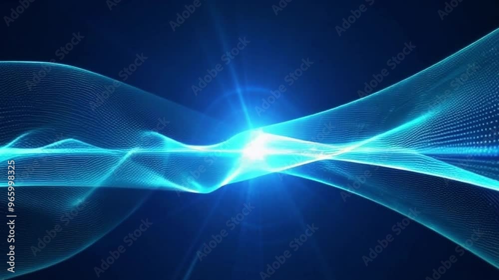 Blue Hologram Abstract Wavy Lines on Dark Blue Background Blue Hologram Abstract Wavy Lines on Dark Blue Background
