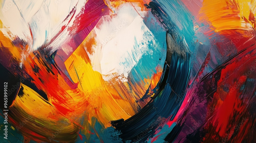 Layers of vibrant brush strokes in a mix of warm and cool colors, creating an expressive abstract canvas. Layers of vibrant brush strokes in a mix of warm and cool colors, creating an expressive abstract canvas.
