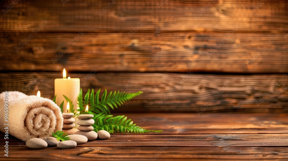 An elegant spa setting with candles An elegant spa setting with candles