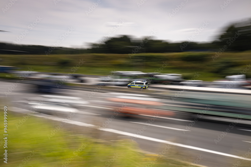 Germany Police Van on Autobahn motionblur Germany Police Van on Autobahn motionblur