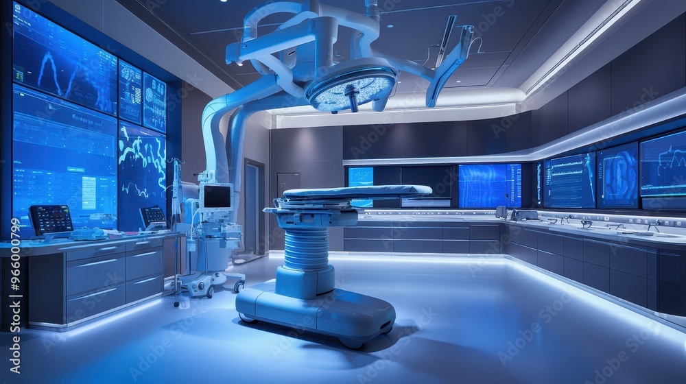 State of the Art Operating Room with Advanced Medical Technology and Robotic Surgical Arms. Anime style
State of the Art Operating Room with Advanced Medical Technology and Robotic Surgical Arms. Anime style