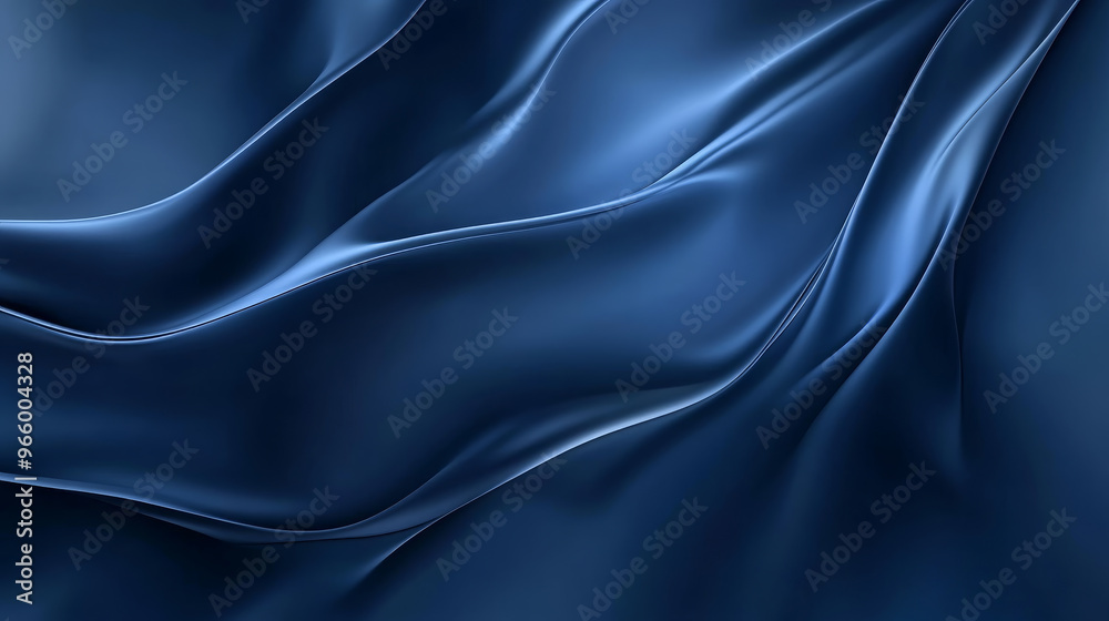 Dark blue silk fabric with smooth flowing folds Dark blue silk fabric with smooth flowing folds