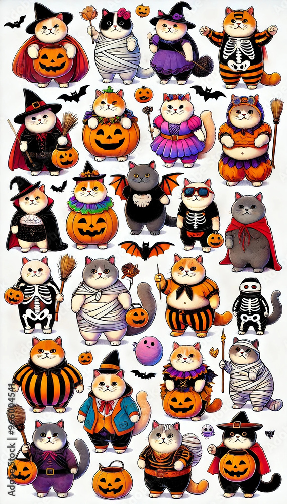 Obraz premium Halloween Cats Parade