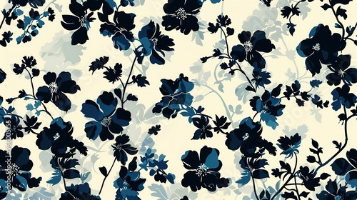 Floral silhouette wallpaper