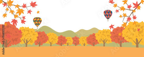 秋イメージ　紅葉風景の背景素材