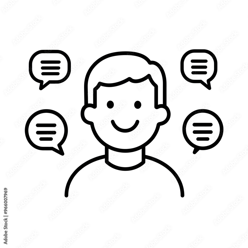 Talking, speaking simple line drawing black icon isolated on white background Talking, speaking simple line drawing black icon isolated on white background