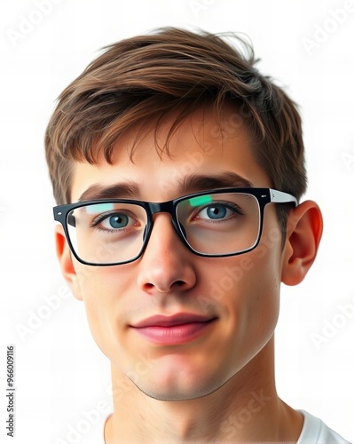  man wearing glasses and a white shirt looking at the camera.