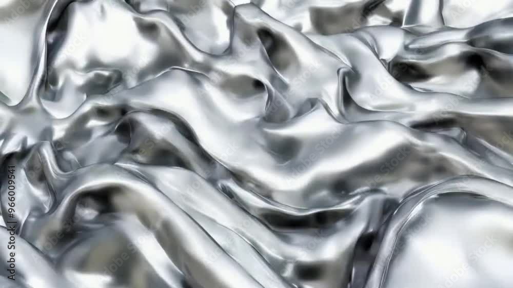Abstract Metallic Silver Waves
