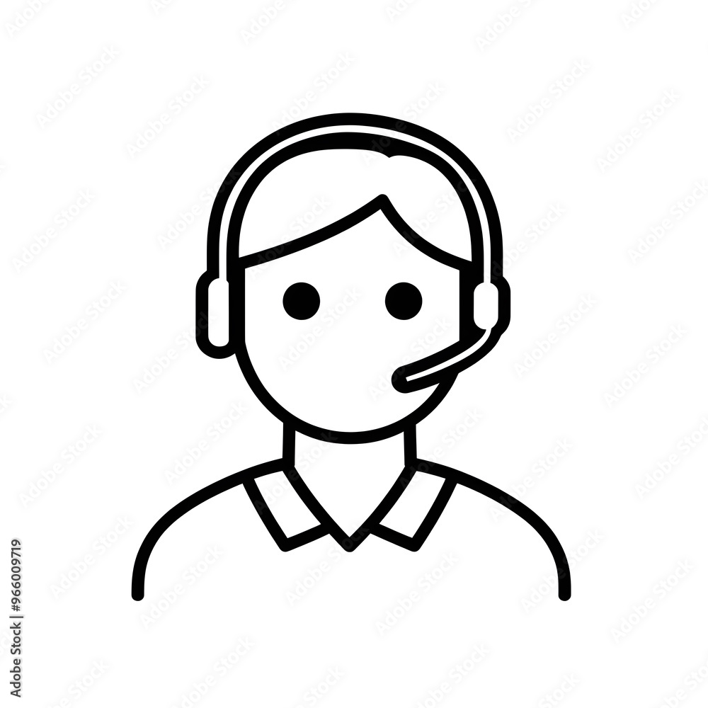 Customer support black line icon isolated on white background Customer support black line icon isolated on white background