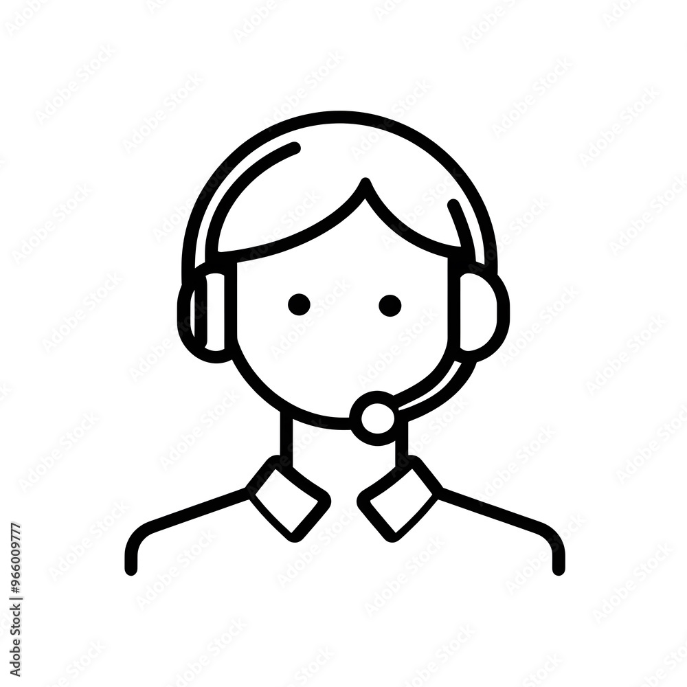 Customer support black line icon isolated on white background Customer support black line icon isolated on white background