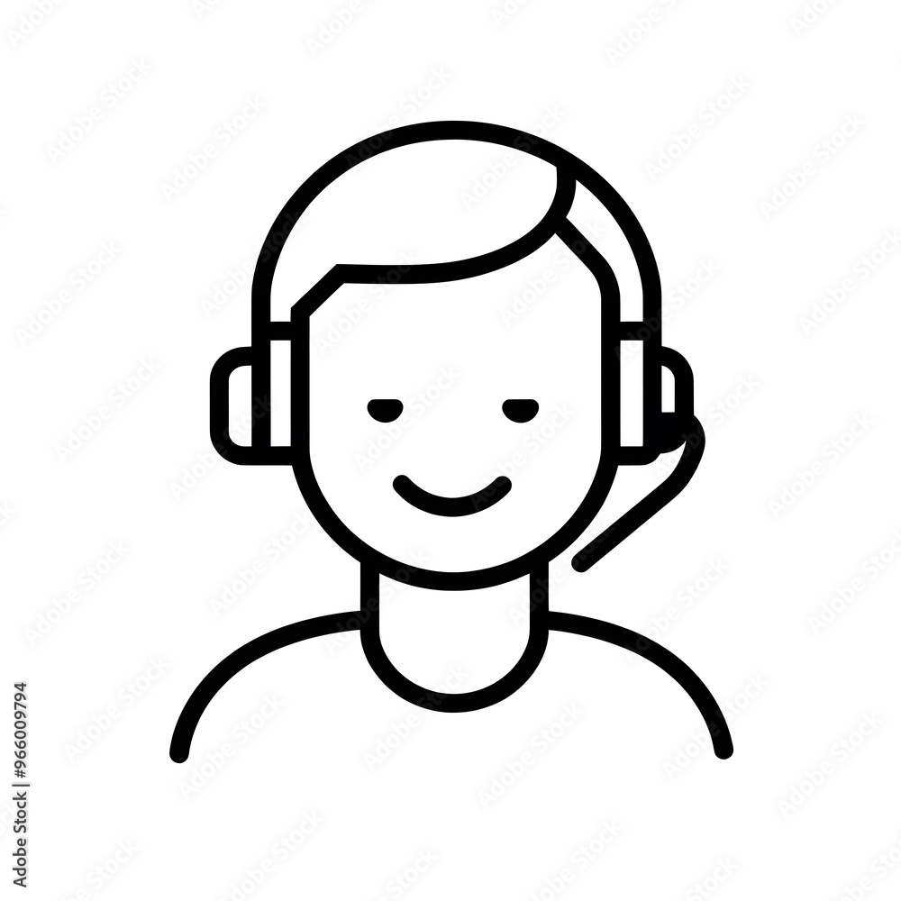 Customer support black line icon isolated on white background Customer support black line icon isolated on white background