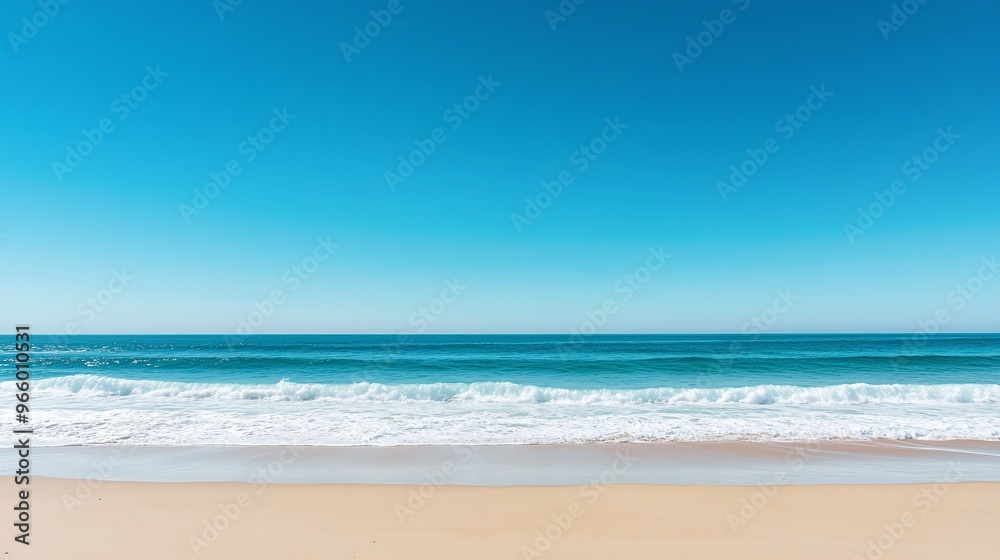 panoramic beach scene with sandy shores and clear blue skies offering a tranquil outdoor landscape for relaxation and tropical summer vibes perfect for a vacation or getaway panoramic beach scene with sandy shores and clear blue skies offering a tranquil outdoor landscape for relaxation and tropical summer vibes perfect for a vacation or getaway