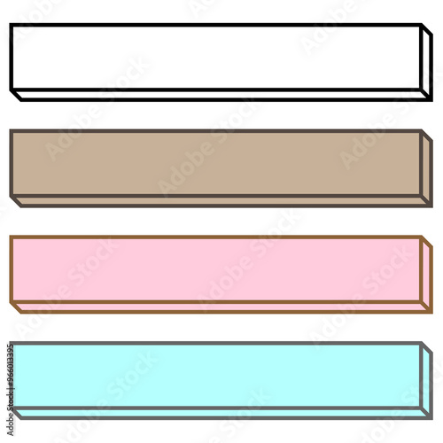 立体の横長フレーム4種（白・茶・ピンク・水色）