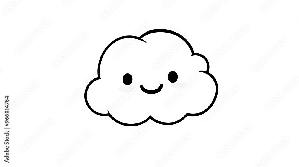 Minimalist Fluffy Cloud Line Drawing Logo on White Background in Cute Cartoon Style Minimalist Fluffy Cloud Line Drawing Logo on White Background in Cute Cartoon Style