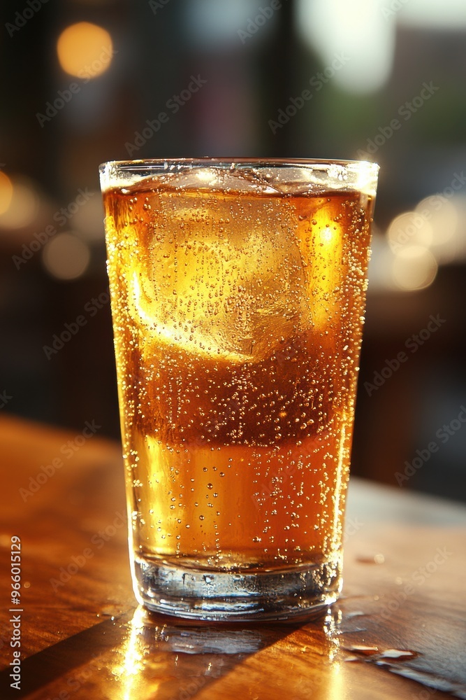 Refreshing Beverage in Glass with Bubbles Refreshing Beverage in Glass with Bubbles