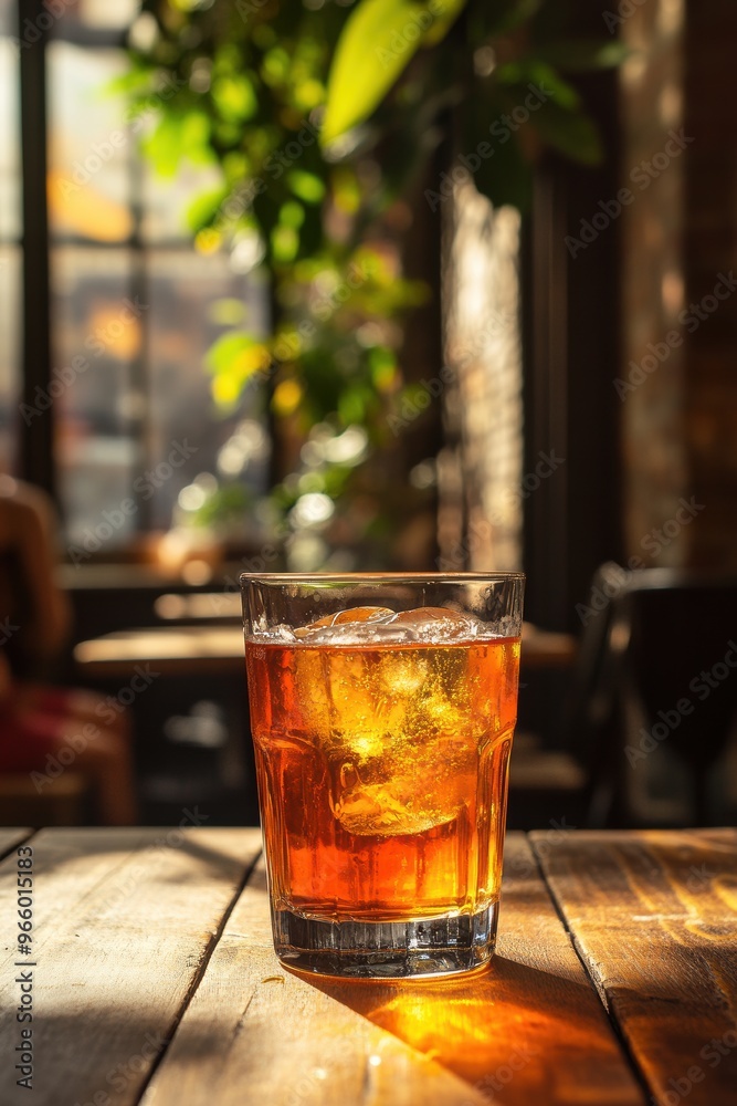 Refreshing Drink in Sunny Café Atmosphere Refreshing Drink in Sunny Café Atmosphere