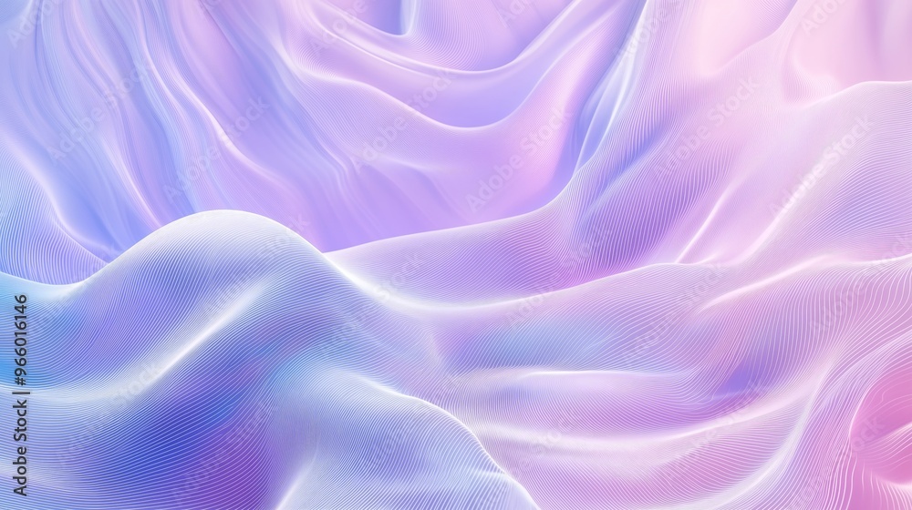 Obraz premium A background with an abstract wavy pattern with white lines on a light purple and blue background.