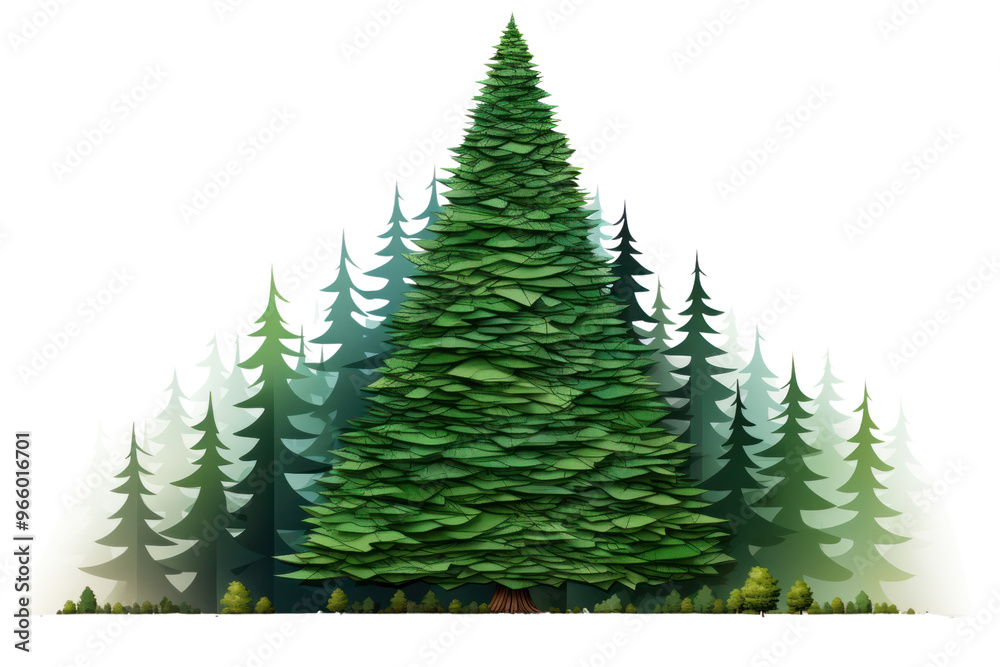 Obraz premium Pixel art rendering of a green Christmas tree, isolated on a white background.