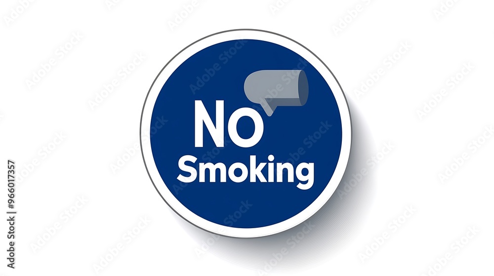 No Smoking Sign Vector Graphic with Gray Icon on Blue Circle No Smoking Sign Vector Graphic with Gray Icon on Blue Circle