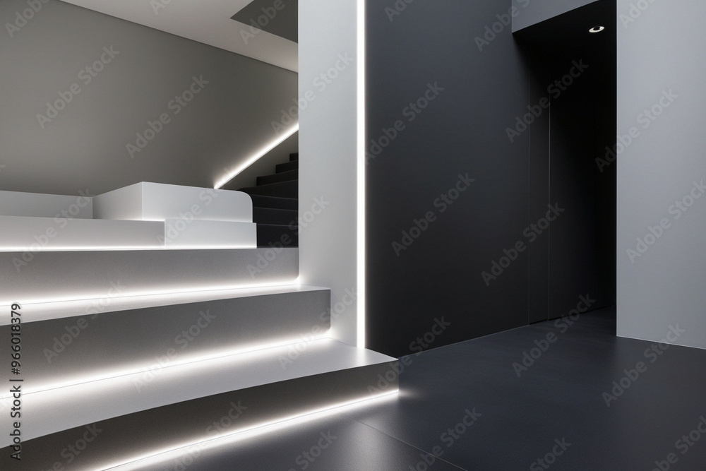 Fototapeta premium Interior details with bright led lights stripes 