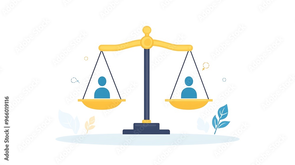Gender Equality in Research Illustration - Balanced Scale with Male and Female Symbols