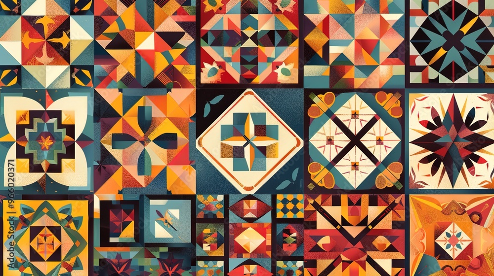 Fototapeta premium traditional quilt pattern wallpaper