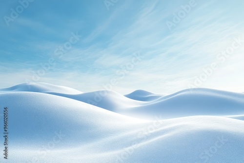 Snow-Covered Hills Under a Blue Sky with Wispy Clouds