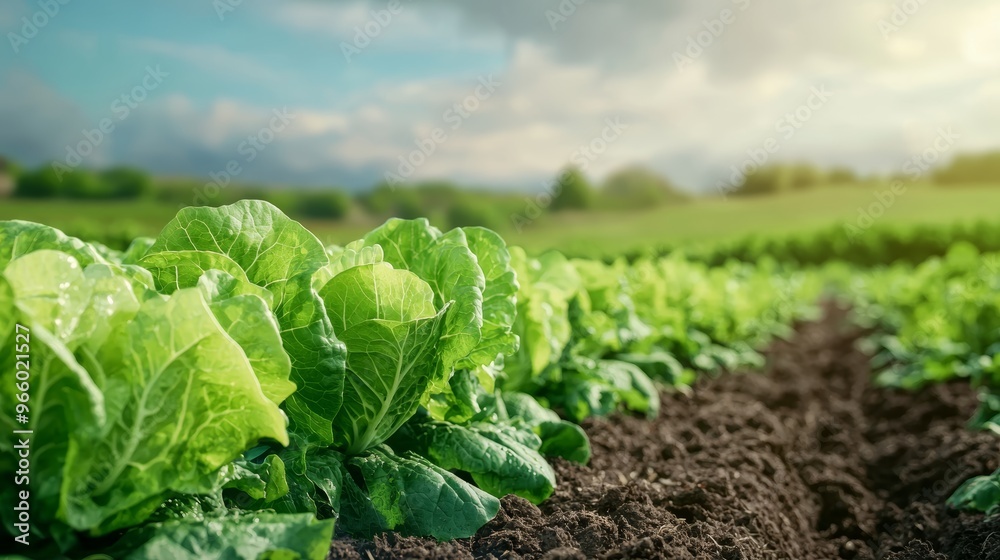 A photostock image of organic vegetables growing in a sustainable agricultural field, representing eco-friendly farming A photostock image of organic vegetables growing in a sustainable agricultural field, representing eco-friendly farming