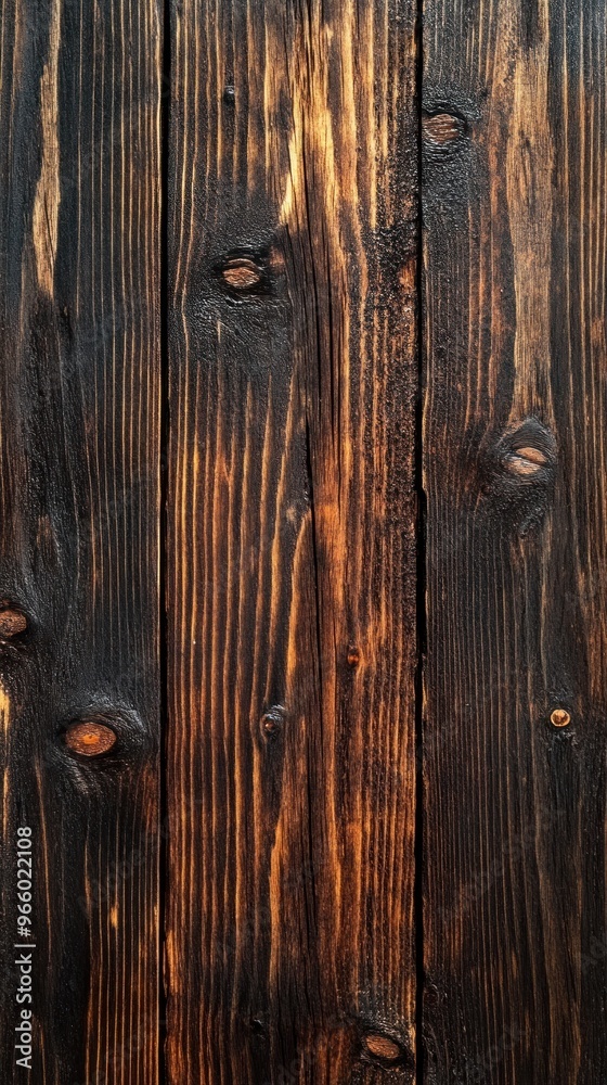 Close-up of Weathered Dark Brown Wooden Planks Close-up of Weathered Dark Brown Wooden Planks