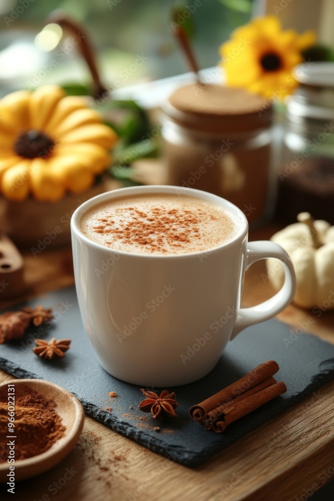 Product photo of Pumpkin Spice Latte, coffee, topped with whipped cream and cinnamon. studio lighting. Product photo of Pumpkin Spice Latte, coffee, topped with whipped cream and cinnamon. studio lighting.