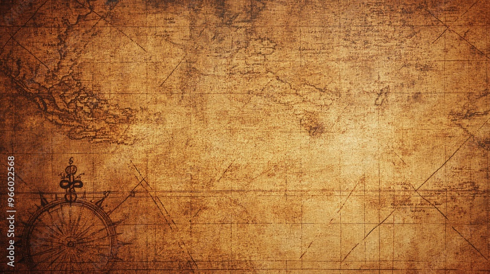 Fototapeta premium historic vintage sea map with brown texture, abstract background for travel, navigation, and maritime exploration, perfect for adventure themes and retro designs