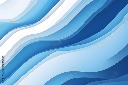 Abstract blue and white wavy background design.