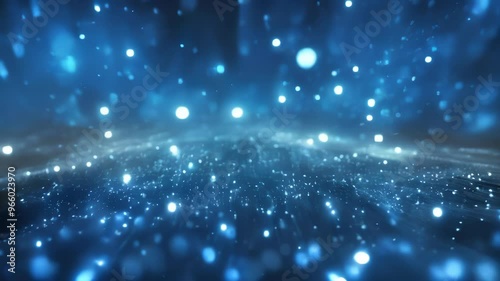 Blue Glittering Background with Sparkles and Particles