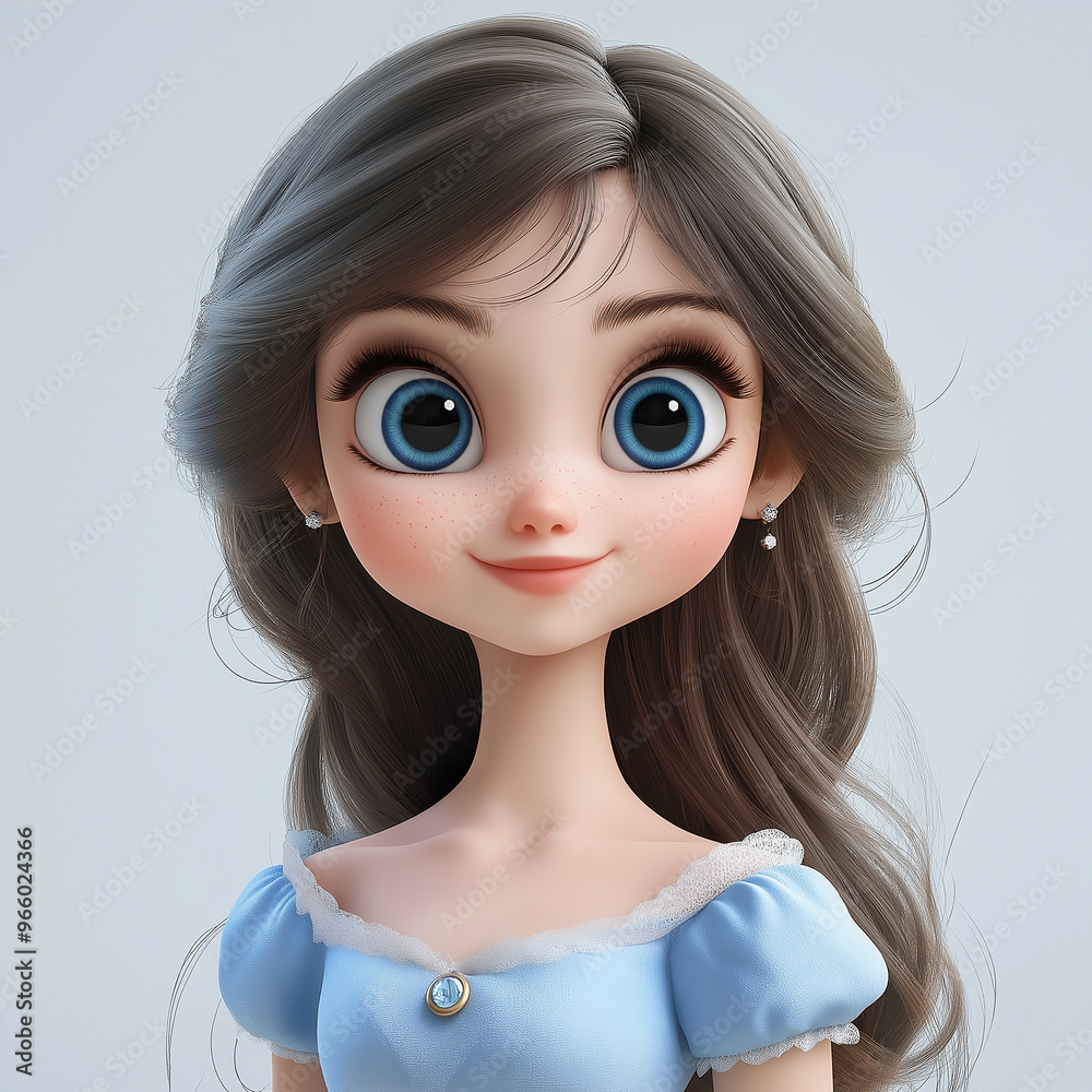 3D Cartoon Avatar of a Woman, Minimal 3D Character 3D Cartoon Avatar of a Woman, Minimal 3D Character