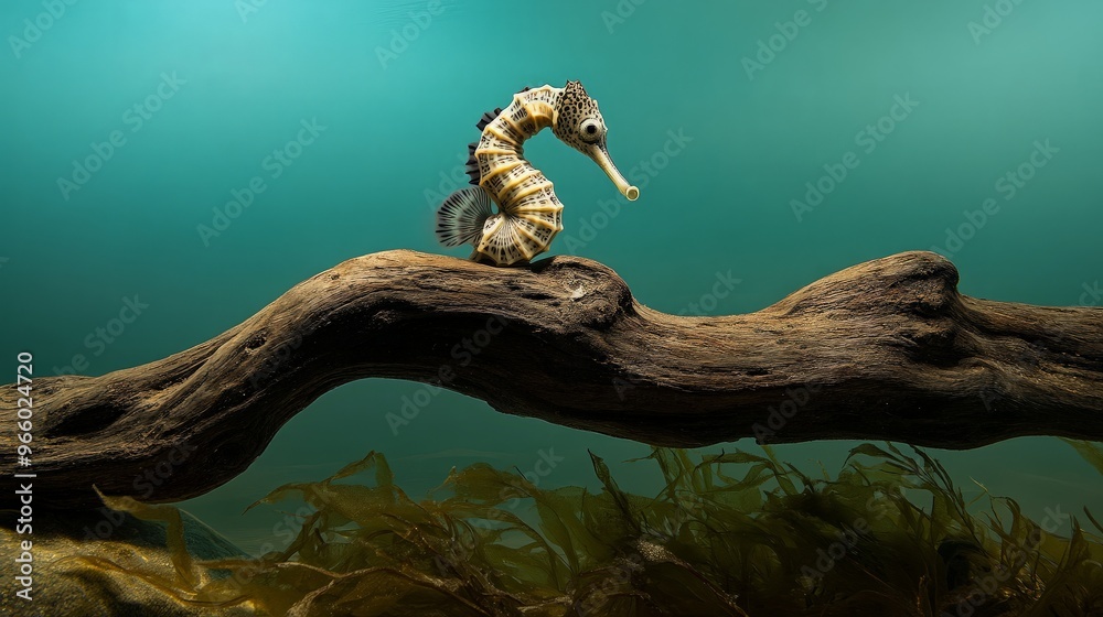 Naklejka premium Seahorse on Driftwood