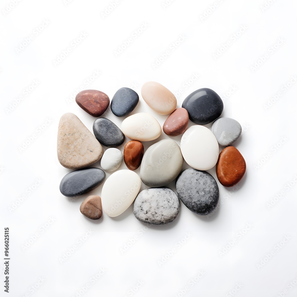 smooth pebbles on a white background smooth pebbles on a white background