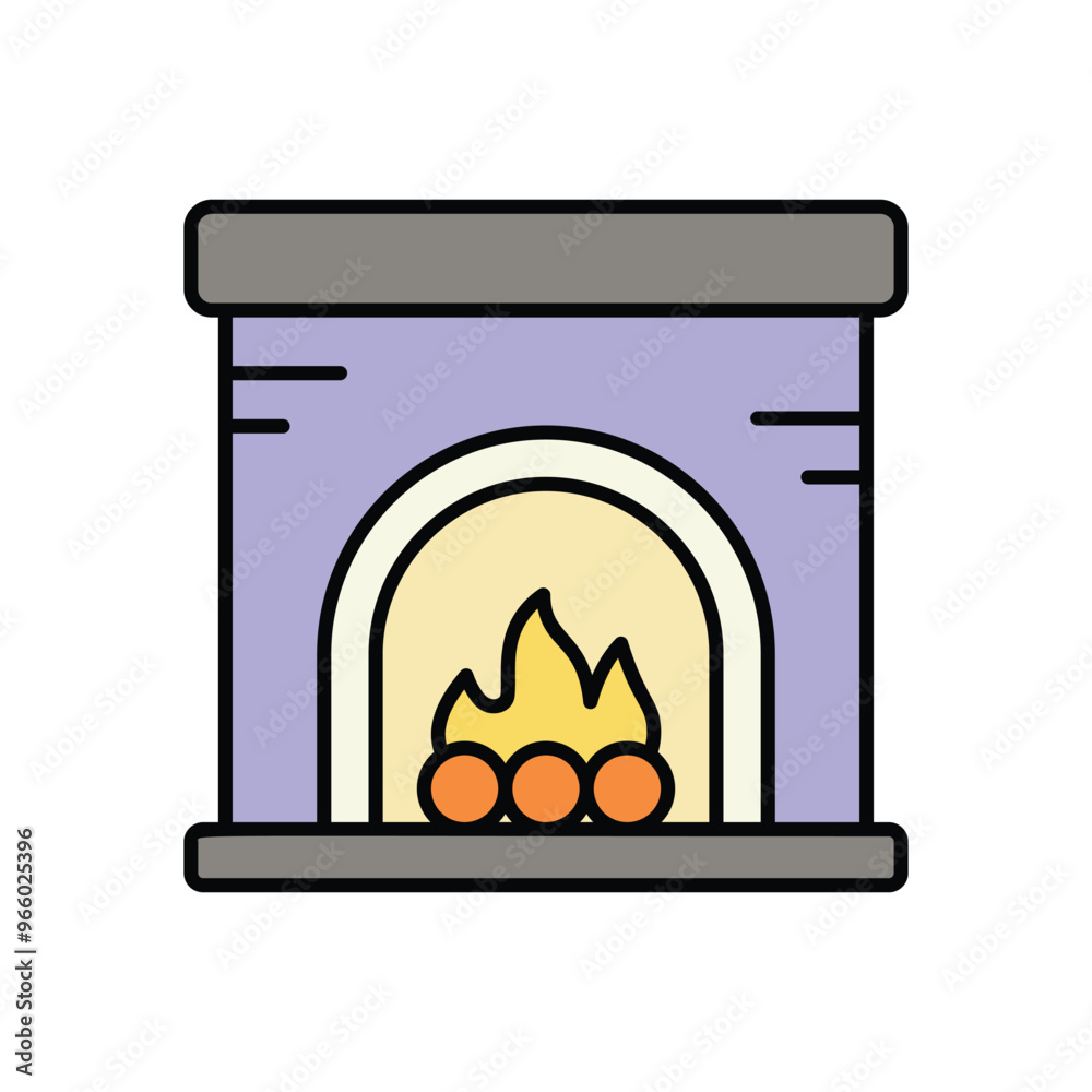 Fireplace icon isolated on a white background. Vector illustration. Fireplace icon isolated on a white background. Vector illustration.