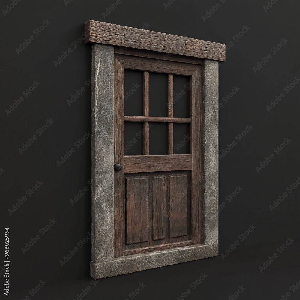 Obraz premium 3D Door Frame Icon: Architectural Structure and Entrance Illustration Logo