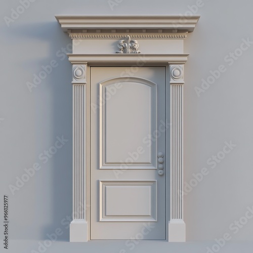 3D Door Frame Icon: Architectural Structure and Entrance Illustration Logo