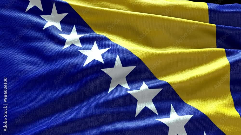 4k render Bosnia and Herzegovina Flag video waving in wind Bosnia and ...