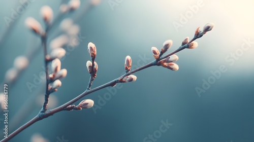 A branch of a tree with a few buds on it