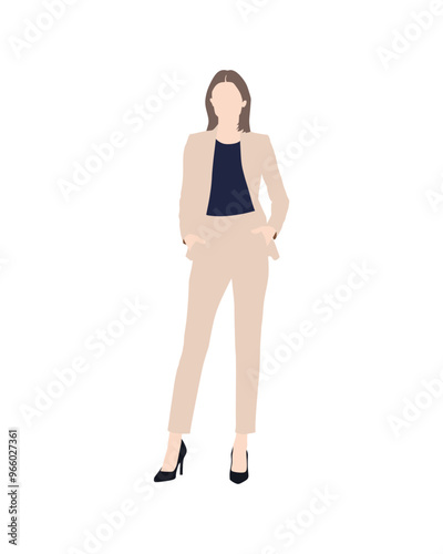 Flat vector people and illustration, woman with formal executive outfit