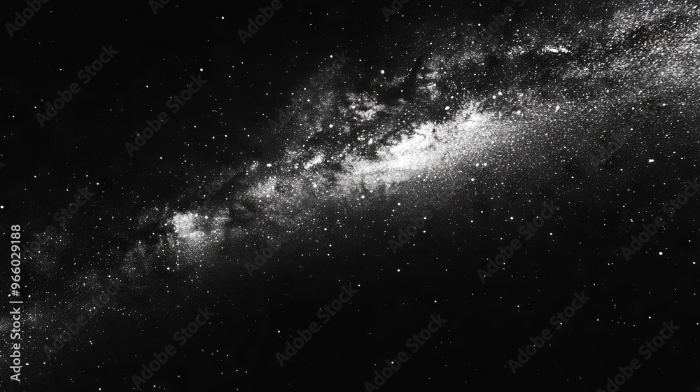 Fototapeta premium Milky Way Galaxy on Black Background in Minimalistic Photorealism - AI generated illustration
