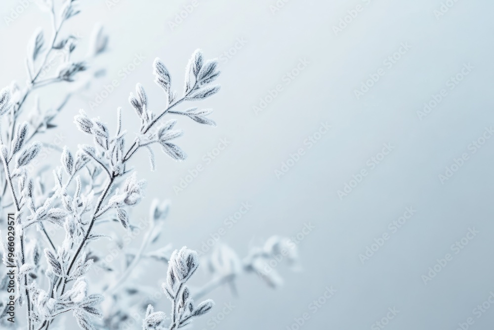A Branch Covered in Delicate Frost on a Clear Winter Day A Branch Covered in Delicate Frost on a Clear Winter Day