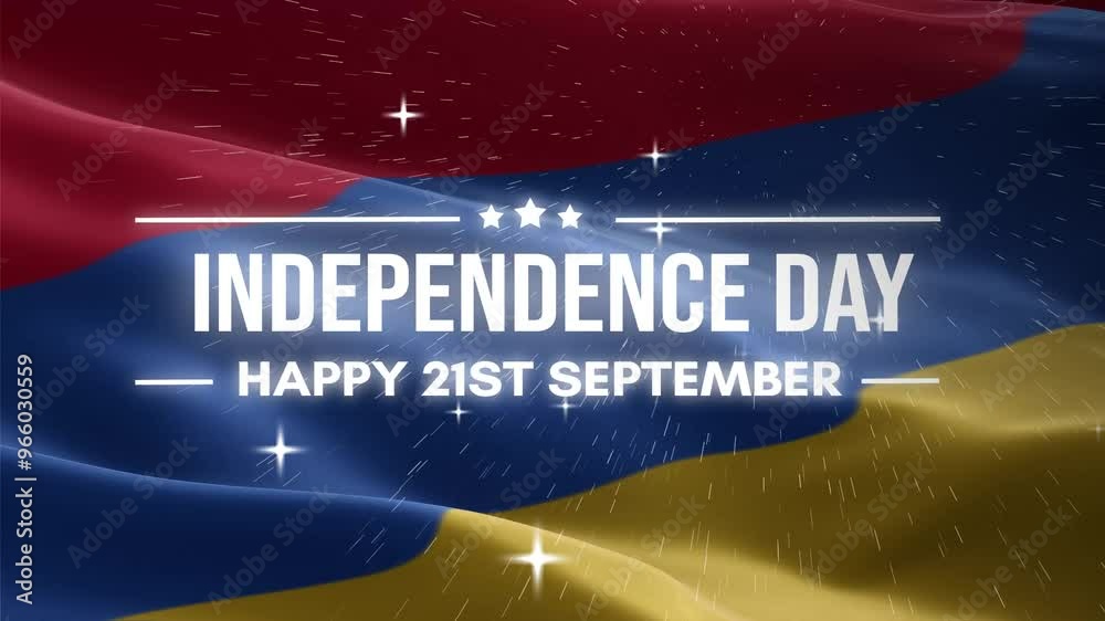 Armenia Independence Day. Happy 21st September. Armenia waving flag background, and fireworks
