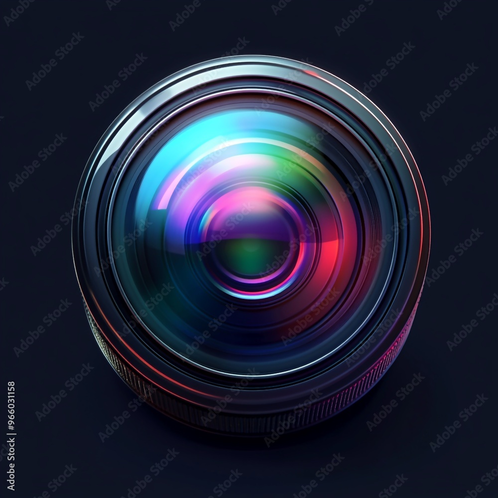 3D Lens Icon: Photography and Optical Focus Illustration Logo 3D Lens Icon: Photography and Optical Focus Illustration Logo
