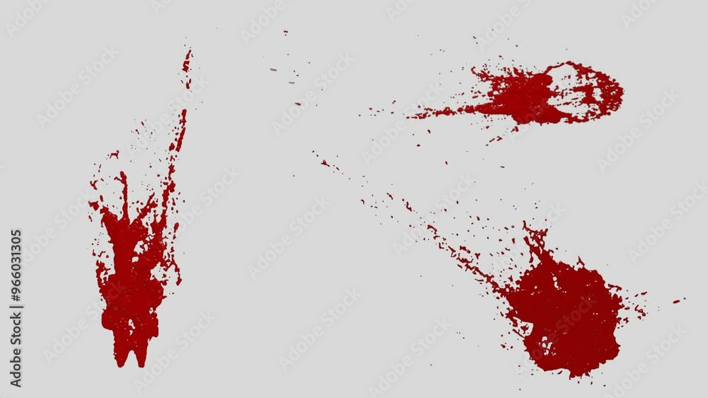 red blood splatter animated blood splash in white background