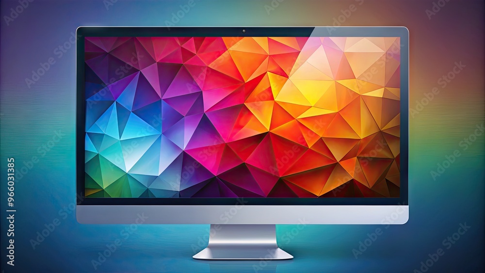 A sleek, modern desktop background featuring a stunning high-definition abstract design with vibrant colors, trendy geometric patterns, and a blurred gradient effect.