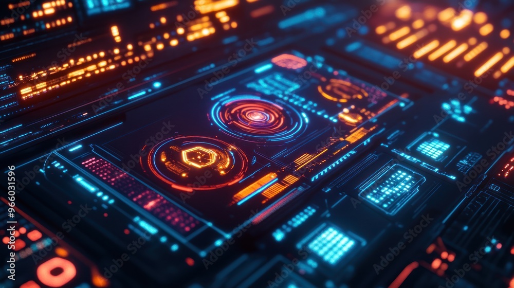 Glowing HUD digital technology virtual interface Glowing HUD digital technology virtual interface