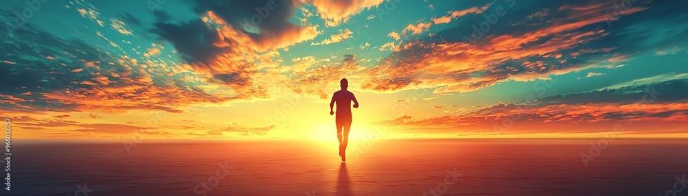 A person walks towards a breathtaking sunset, with vibrant colors illuminating the sky, symbolizing hope and new beginnings. A person walks towards a breathtaking sunset, with vibrant colors illuminating the sky, symbolizing hope and new beginnings.